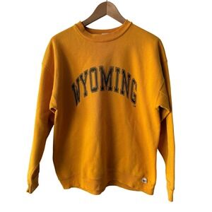 Vintage Discus Athletic Wyoming Sweatshirt Mens Large Gold Crewneck Made in USA
